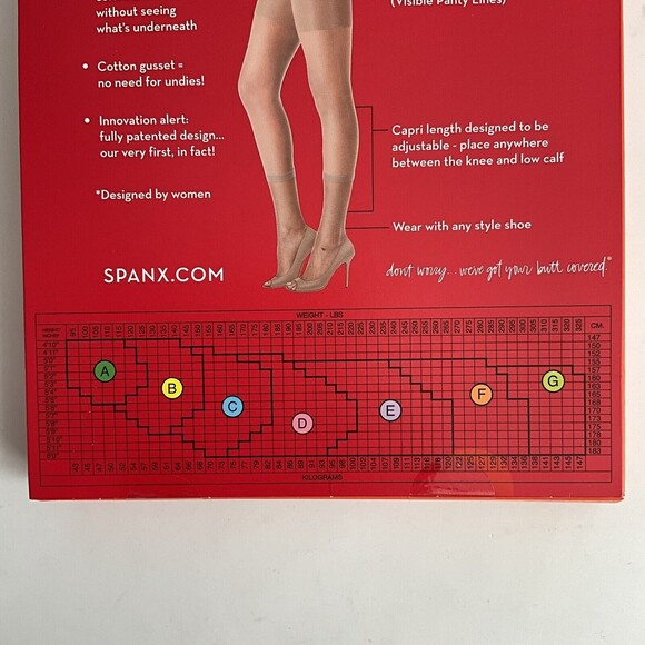 SPANX Footless Pantyhouse Power Capri Black Size E Under Pants 195 - 235lbs - Picture 6 of 7